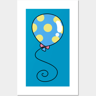 Blue and Yellow Polk-a-dot Balloon Posters and Art